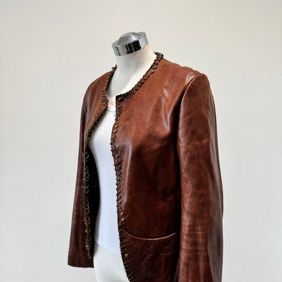 Di Magio Italy Y2K Vintage Cognac Leather Jacket - Picture 3 of 12